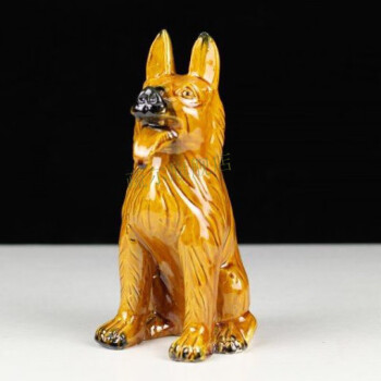 洁莱琳狗陶瓷生肖狗工艺品摆件陶瓷狼狗SN5014小号旺财狼狗黄色高20cm	